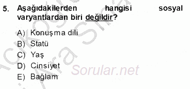 Türkçe Sözlü Anlatım 2013 - 2014 Ara Sınavı 5.Soru