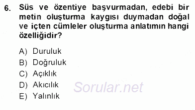 Türkçe Sözlü Anlatım 2013 - 2014 Ara Sınavı 6.Soru