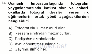 Fotoğraf Tarihi 2013 - 2014 Dönem Sonu Sınavı 14.Soru