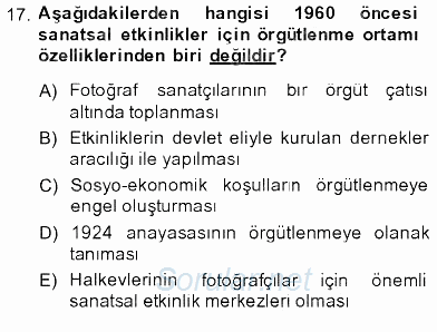 Fotoğraf Tarihi 2013 - 2014 Dönem Sonu Sınavı 17.Soru