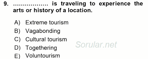 Turizm Için Ingilizce 2 2016 - 2017 Ara Sınavı 9.Soru