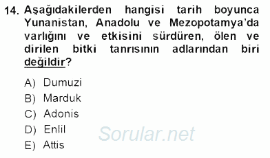 Türk Edebiyatının Mitolojik Kaynakları 2014 - 2015 Dönem Sonu Sınavı 14.Soru