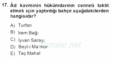 Türk Edebiyatının Mitolojik Kaynakları 2014 - 2015 Dönem Sonu Sınavı 17.Soru