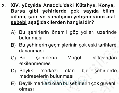 XIV-XV. Yüzyıllar Türk Edebiyatı 2013 - 2014 Ara Sınavı 2.Soru