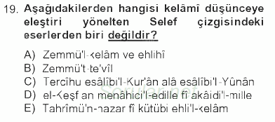 Kelam'A Giriş 2012 - 2013 Tek Ders Sınavı 19.Soru