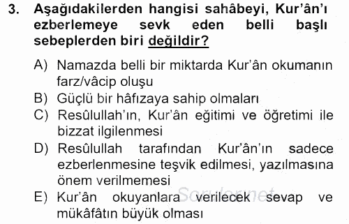 Tefsir Tarihi ve Usulü 2012 - 2013 Ara Sınavı 3.Soru