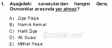 Yeni Türk Edebiyatına Giriş 1 2013 - 2014 Ara Sınavı 1.Soru