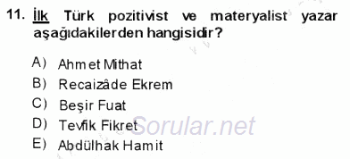 Yeni Türk Edebiyatına Giriş 1 2013 - 2014 Ara Sınavı 11.Soru