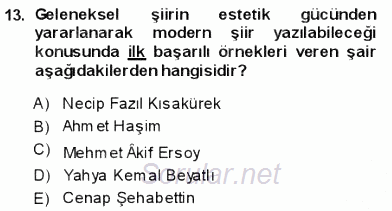 Yeni Türk Edebiyatına Giriş 1 2013 - 2014 Ara Sınavı 13.Soru