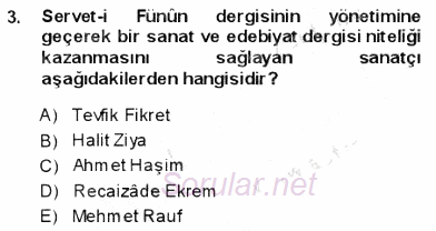 Yeni Türk Edebiyatına Giriş 1 2013 - 2014 Ara Sınavı 3.Soru