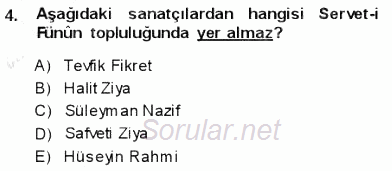 Yeni Türk Edebiyatına Giriş 1 2013 - 2014 Ara Sınavı 4.Soru