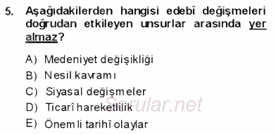 Yeni Türk Edebiyatına Giriş 1 2013 - 2014 Ara Sınavı 5.Soru