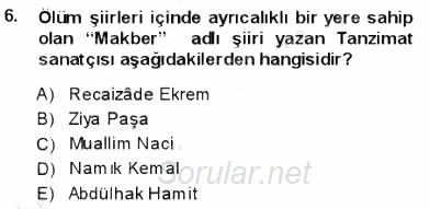 Yeni Türk Edebiyatına Giriş 1 2013 - 2014 Ara Sınavı 6.Soru
