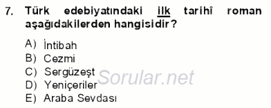 Yeni Türk Edebiyatına Giriş 1 2013 - 2014 Ara Sınavı 7.Soru