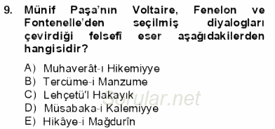 Yeni Türk Edebiyatına Giriş 1 2013 - 2014 Ara Sınavı 9.Soru