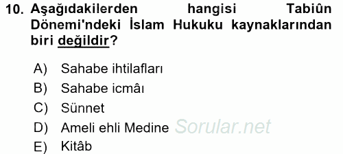 İslam Hukukuna Giriş 2015 - 2016 Ara Sınavı 10.Soru