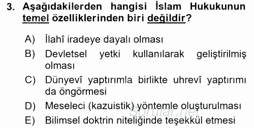 İslam Hukukuna Giriş 2015 - 2016 Ara Sınavı 3.Soru
