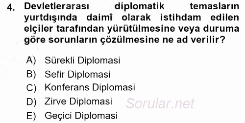 Osmanlı Diplomasisi 2015 - 2016 Ara Sınavı 4.Soru
