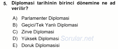 Osmanlı Diplomasisi 2015 - 2016 Ara Sınavı 5.Soru