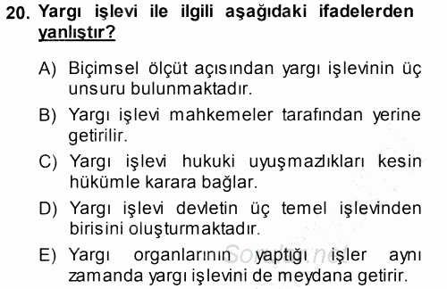 Türk Anayasa Hukuku 2013 - 2014 Dönem Sonu Sınavı 20.Soru