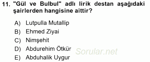 Çağdaş Türk Edebiyatları 2 2015 - 2016 Dönem Sonu Sınavı 11.Soru