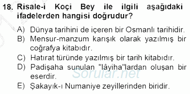XVII. Yüzyıl Türk Edebiyatı 2012 - 2013 Dönem Sonu Sınavı 18.Soru