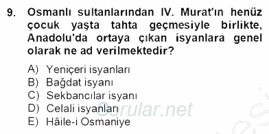 XVII. Yüzyıl Türk Edebiyatı 2012 - 2013 Dönem Sonu Sınavı 9.Soru