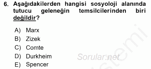 Medya Sosyolojisi 2016 - 2017 3 Ders Sınavı 6.Soru