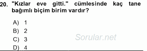 Türk Dili 1 2015 - 2016 Ara Sınavı 20.Soru