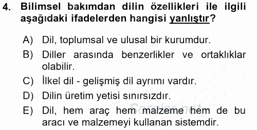 Türk Dili 1 2015 - 2016 Ara Sınavı 4.Soru
