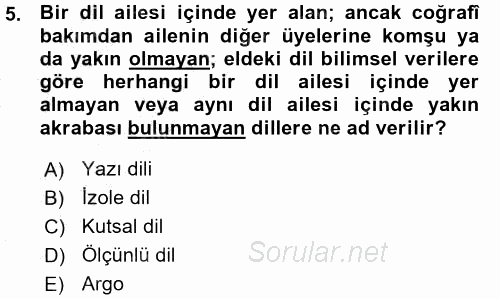 Türk Dili 1 2015 - 2016 Ara Sınavı 5.Soru