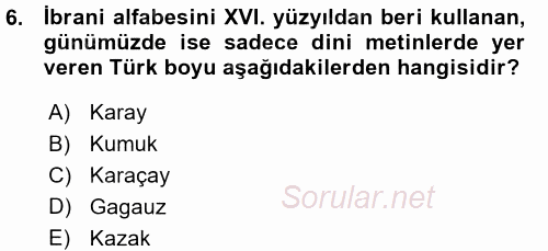 Türk Dili 1 2015 - 2016 Ara Sınavı 6.Soru