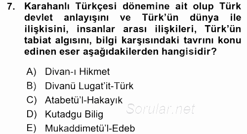 Türk Dili 1 2015 - 2016 Ara Sınavı 7.Soru