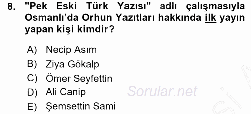 Türk Dili 1 2015 - 2016 Ara Sınavı 8.Soru