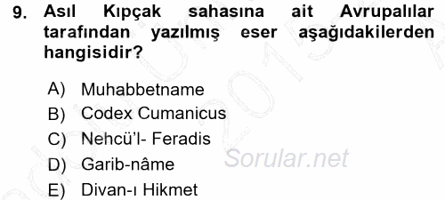 Türk Dili 1 2015 - 2016 Ara Sınavı 9.Soru