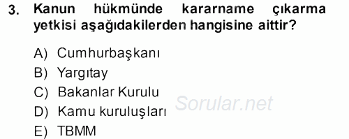 Medeni Hukuk 1 2014 - 2015 Ara Sınavı 3.Soru
