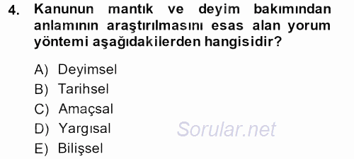 Medeni Hukuk 1 2014 - 2015 Ara Sınavı 4.Soru