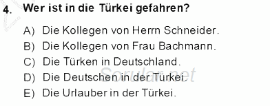 Turizm İçin Almanca 1 2013 - 2014 Ara Sınavı 4.Soru