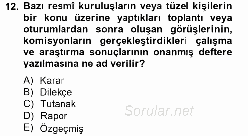 Türk Dili 2 2014 - 2015 Tek Ders Sınavı 12.Soru