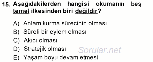 Türk Dili 2 2014 - 2015 Tek Ders Sınavı 15.Soru