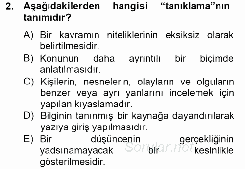 Türk Dili 2 2014 - 2015 Tek Ders Sınavı 2.Soru