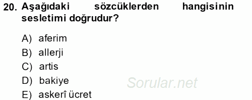 Türk Dili 2 2014 - 2015 Tek Ders Sınavı 20.Soru