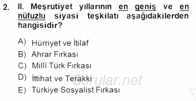 II. Meşrutiyet Dönemi Türk Edebiyatı 2014 - 2015 Ara Sınavı 2.Soru