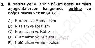 II. Meşrutiyet Dönemi Türk Edebiyatı 2014 - 2015 Ara Sınavı 3.Soru