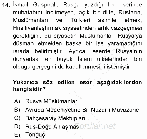 Çağdaş Türk Edebiyatları 1 2016 - 2017 3 Ders Sınavı 14.Soru