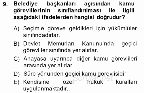 İdare Hukukuna Giriş 2014 - 2015 Ara Sınavı 9.Soru