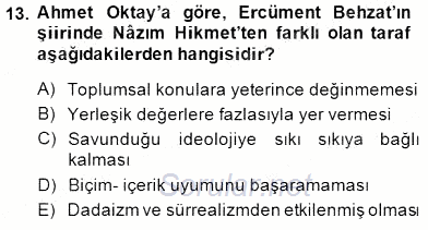 Cumhuriyet Dönemi Türk Şiiri 2014 - 2015 Ara Sınavı 13.Soru