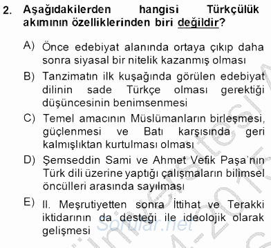 Cumhuriyet Dönemi Türk Şiiri 2014 - 2015 Ara Sınavı 2.Soru