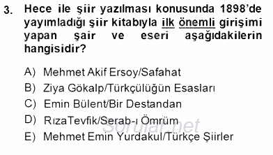 Cumhuriyet Dönemi Türk Şiiri 2014 - 2015 Ara Sınavı 3.Soru