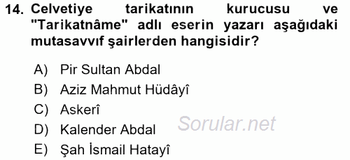 Türk Halk Şiiri 2017 - 2018 3 Ders Sınavı 14.Soru